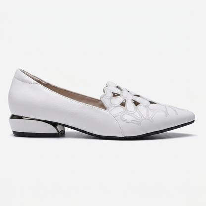 Simone Floral-Cutout Loafer — White | Emory & Blanc