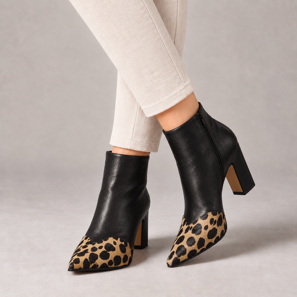 Solene Women's Soft Pointed Toe Ankle Boots — Leopard | Emory & Blanc
