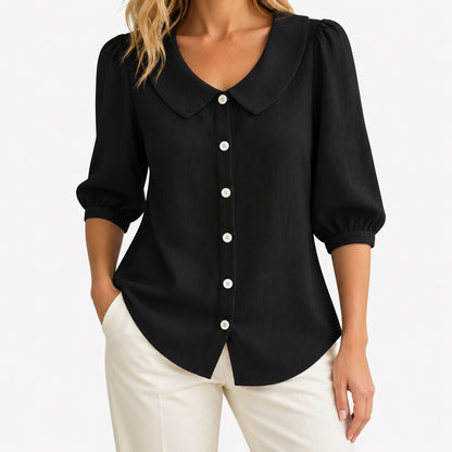 Sophie Relaxed Fit Blouse — Black | Emory & Blanc