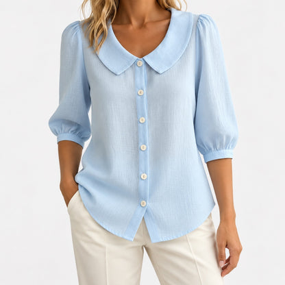 Sophie Relaxed Fit Blouse — Light Blue | Emory & Blanc