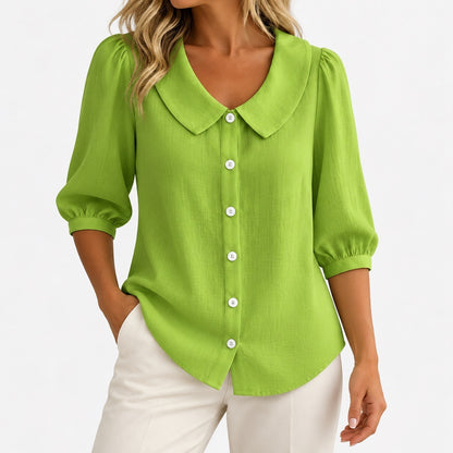 Sophie Relaxed Fit Blouse — Light Green | Emory & Blanc