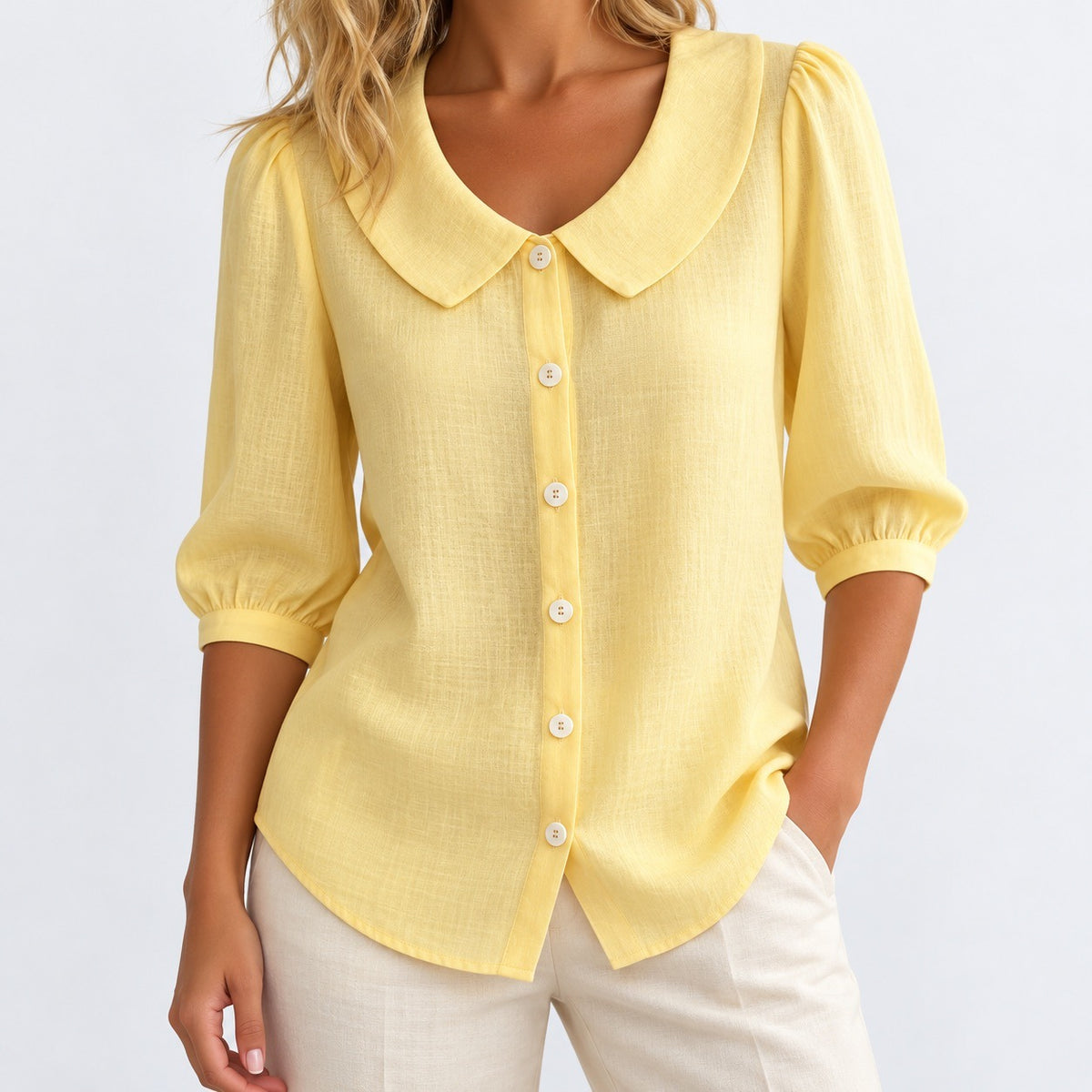 Sophie Relaxed Fit Blouse — Light Yellow | Emory & Blanc