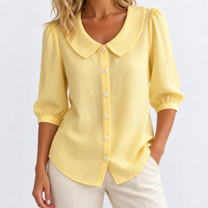 Sophie Relaxed Fit Blouse — Light Yellow | Emory & Blanc