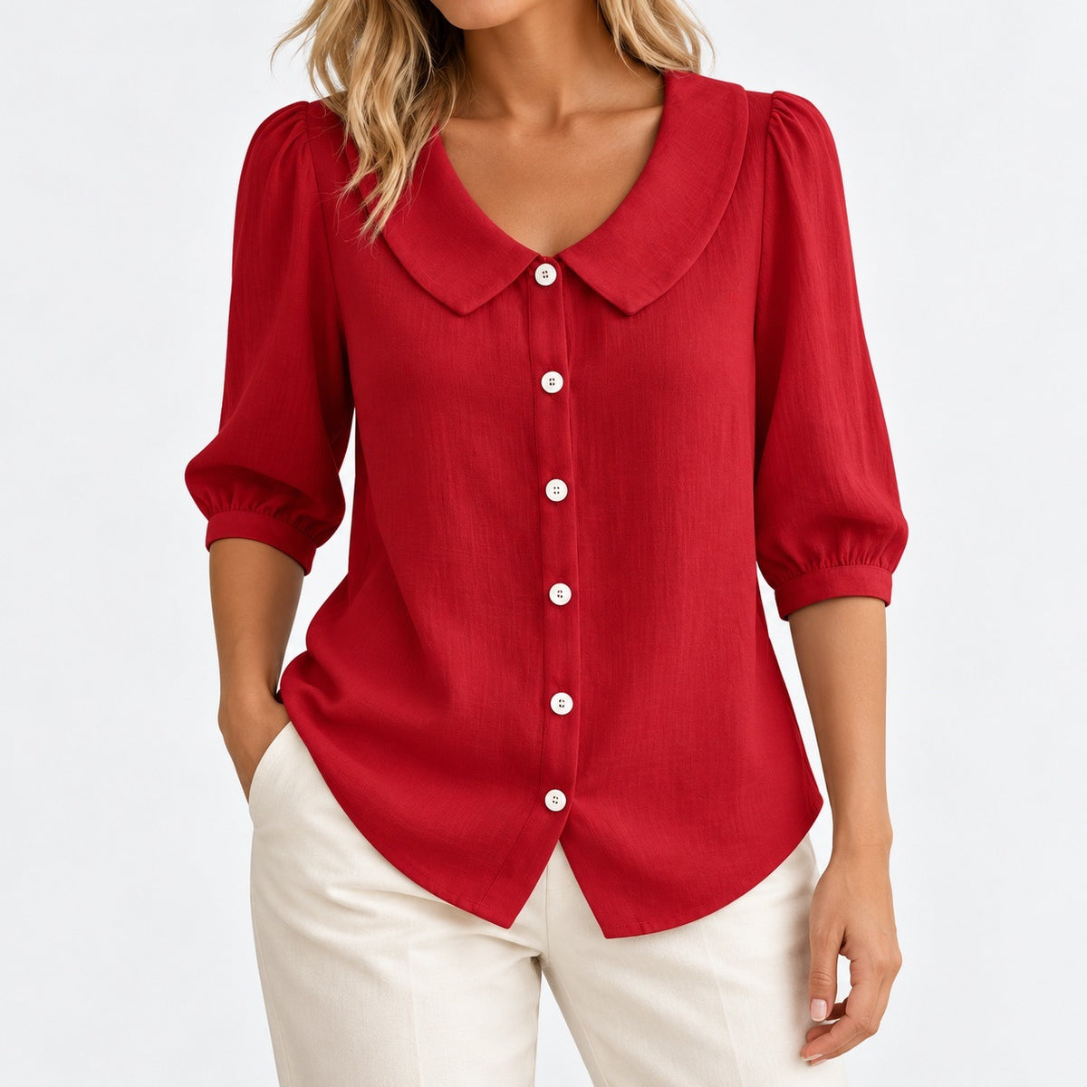 Sophie Relaxed Fit Blouse — Red | Emory & Blanc