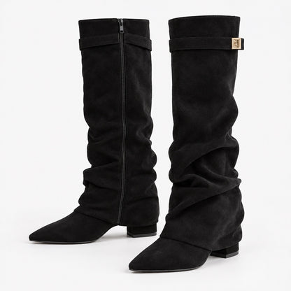 Sybil Relaxed Fit Slouch Boots, Pointed Toe | Emory & Blanc