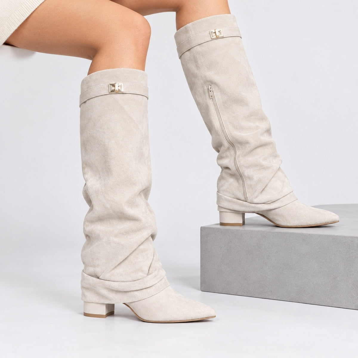 Sybil Relaxed Fit Slouch Boots, Pointed Toe | Emory & Blanc