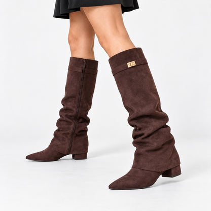 Sybil Relaxed Fit Slouch Boots, Pointed Toe | Emory & Blanc