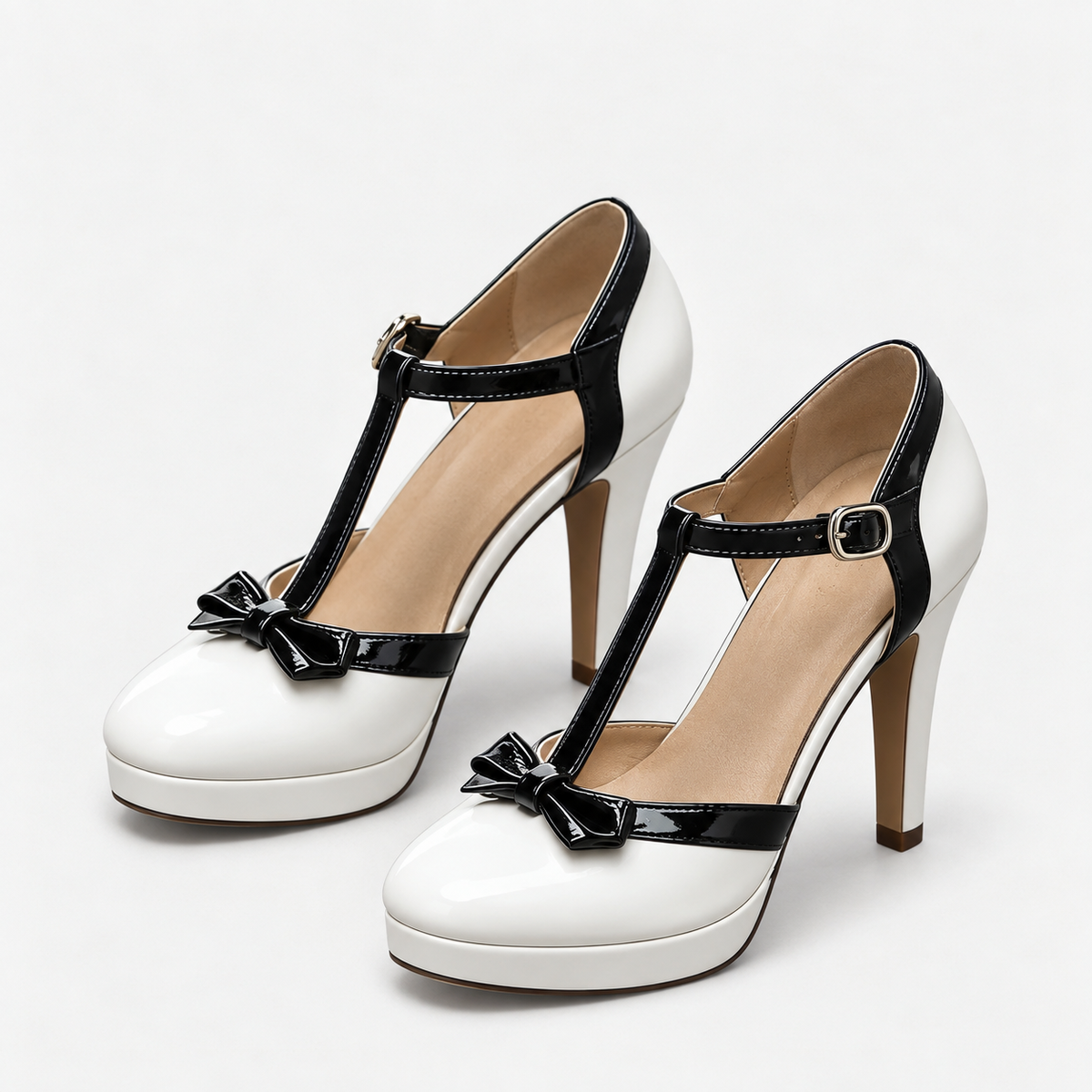 Sylvie Secure-Strap Platform Pumps, Bow | Emory & Blanc