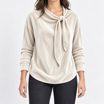Tabitha Soft Draped Blouse, Side Tie Neck — Apricot | Emory & Blanc