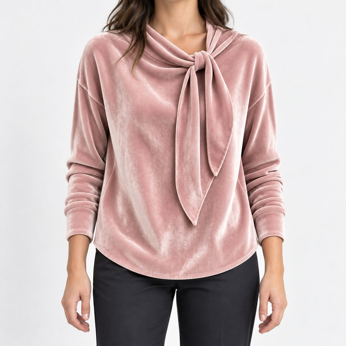 Tabitha Soft Draped Blouse, Side Tie Neck — Pink / Red | Emory & Blanc