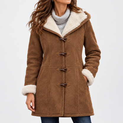 Tamara Comfort Toggle Coat, Plush-Lined Hood — Brown | Emory & Blanc