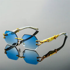 Tatum Lightweight Rimless Sunglasses, Octagon