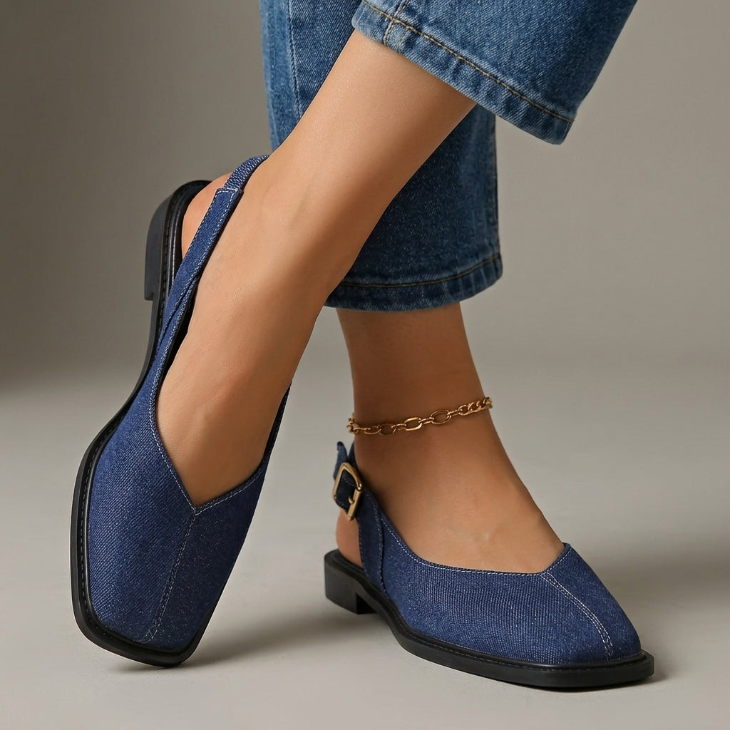 The Rosalie Slip-On Flats — Denim | Emory & Blanc