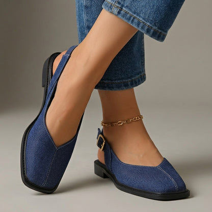 The Rosalie Slip-On Flats — Denim | Emory & Blanc