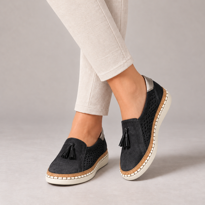Valerie Stretch Slip-On Loafers — Black | Emory & Blanc