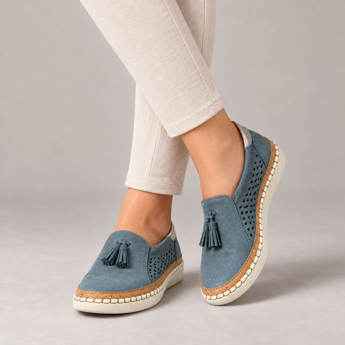 Valerie Stretch Slip-On Loafers — Blue | Emory & Blanc