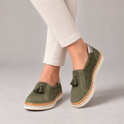 Valerie Stretch Slip-On Loafers — Green | Emory & Blanc