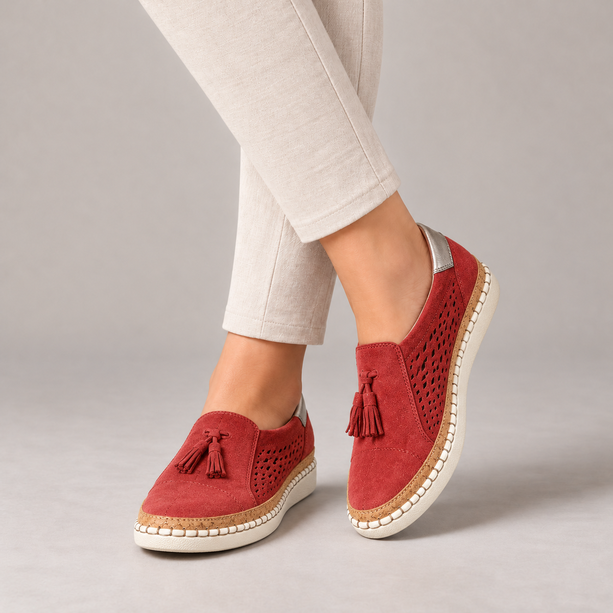 Valerie Stretch Slip-On Loafers — Red | Emory & Blanc