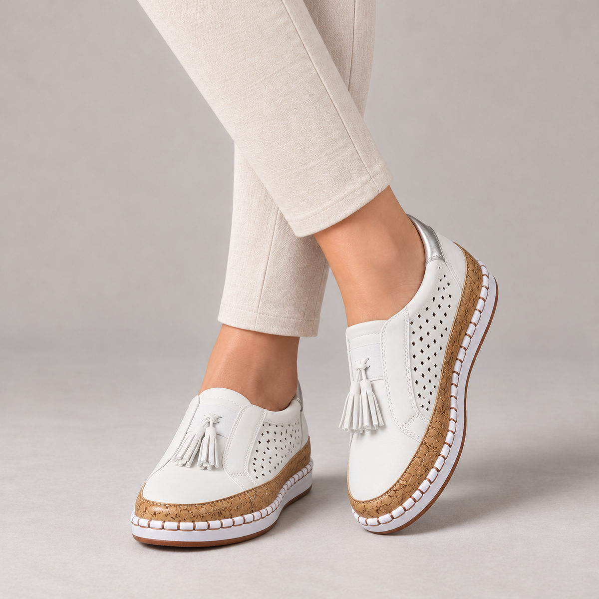 Valerie Stretch Slip-On Loafers — White | Emory & Blanc