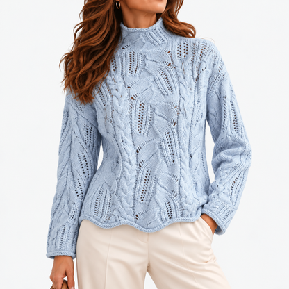 Violette Comfort Cable-Knit Sweater — Blue | Emory & Blanc
