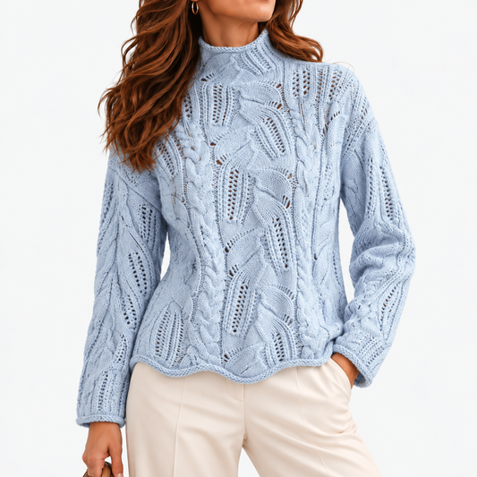 Violette Comfort Cable-Knit Sweater — Blue | Emory & Blanc