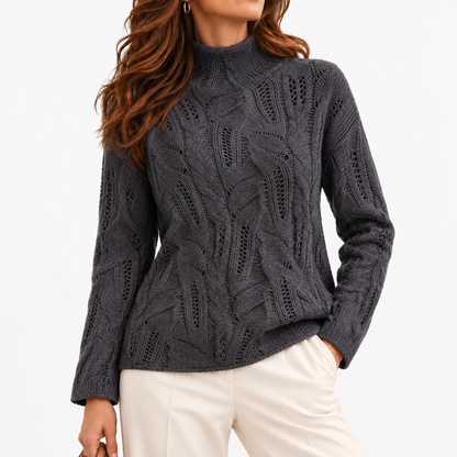 Violette Comfort Cable-Knit Sweater — Dark Gray | Emory & Blanc