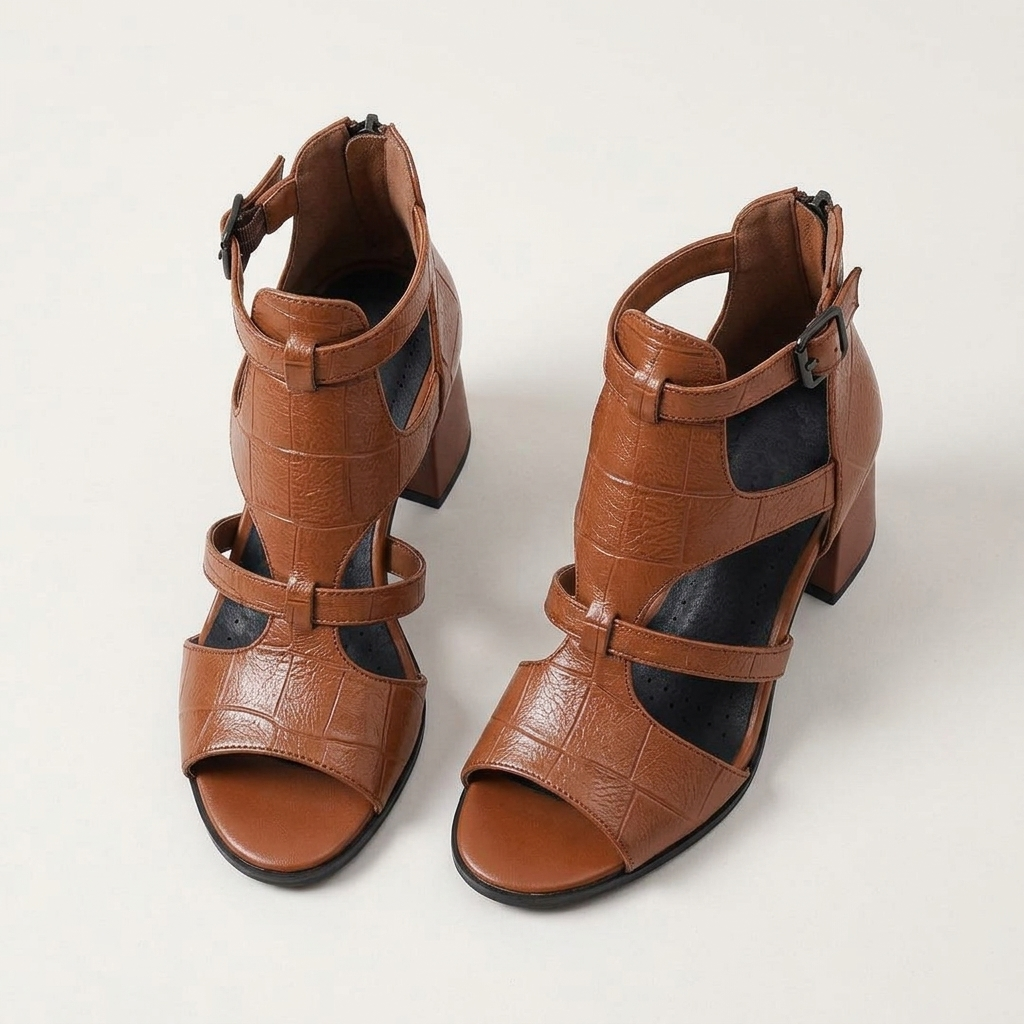 Walker Breathable Caged Block-Heel Sandals | Emory & Blanc