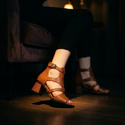 Walker Breathable Caged Block-Heel Sandals | Emory & Blanc