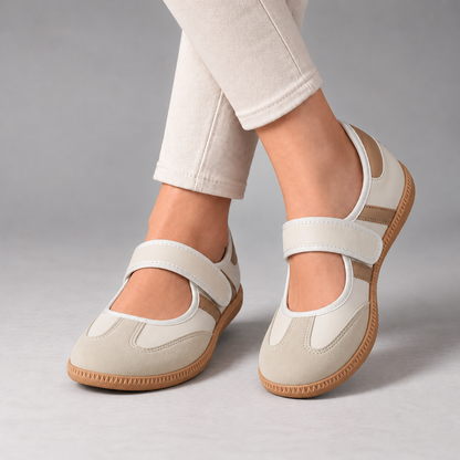 Willow Cushioned Mary Jane Walking Shoes — Ivory / Sand | Emory & Blanc