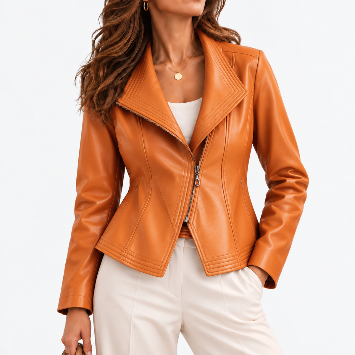 Wren | Women's Soft Everyday Fabric Jacket — Orange | Emory & Blanc