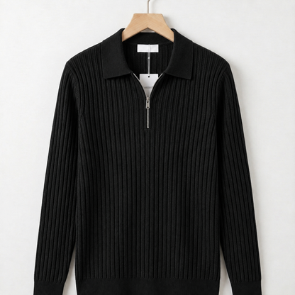 Genevieve Ribbed Quarter-Zip Polo