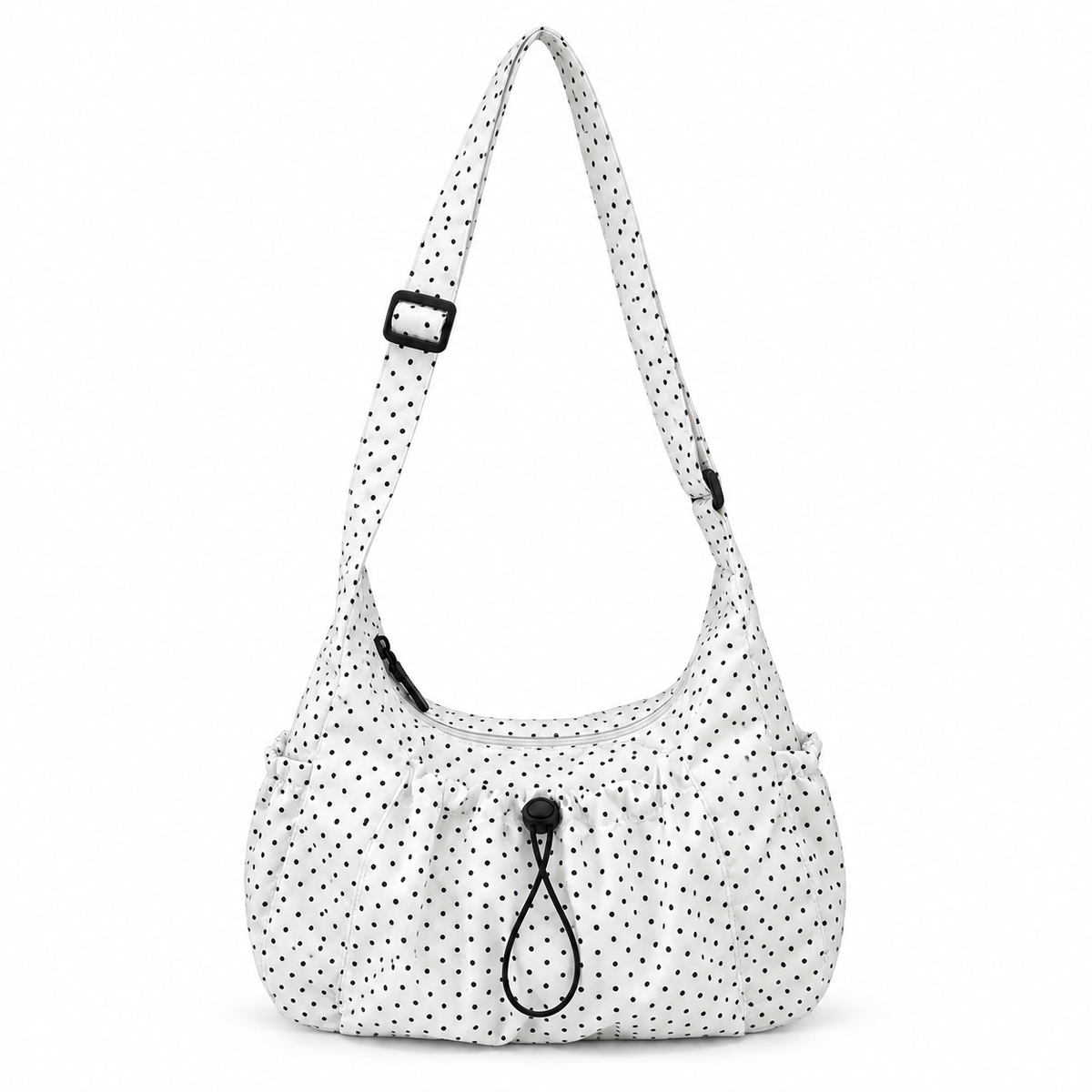 Maren Grid Shoulder Bag — Black Polka Dot | Emory & Blanc
