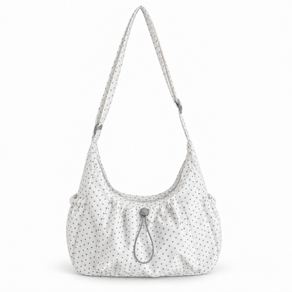 Maren Grid Shoulder Bag — Gray Polka Dot | Emory & Blanc