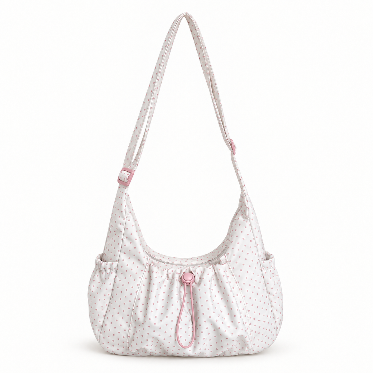 Maren Grid Shoulder Bag — Pink Polka Dot | Emory & Blanc