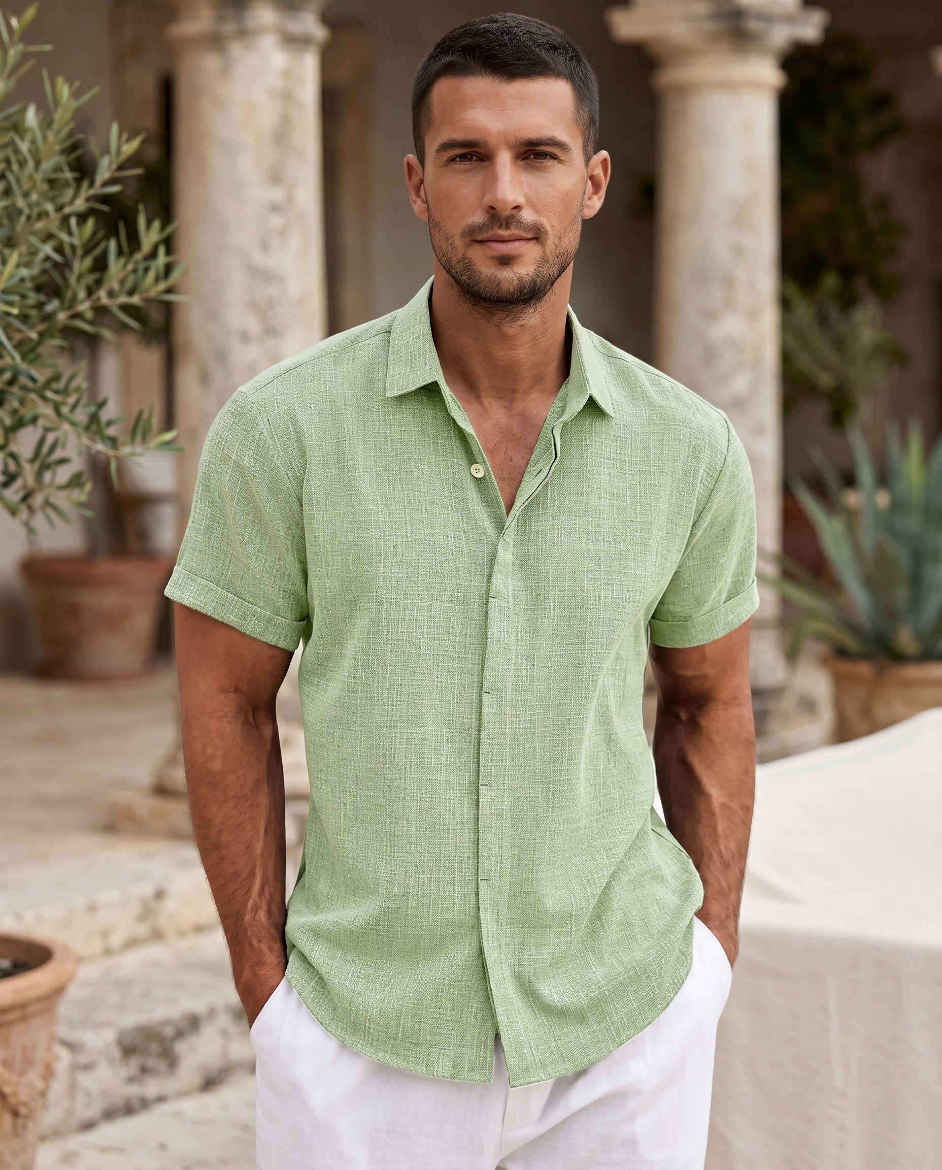 Oliver Heritage – Short Sleeve on-model variant in Matcha
