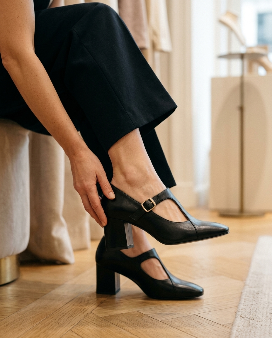 Veyla Square-Toe Genuine Leather Heels - product_gallery 1
