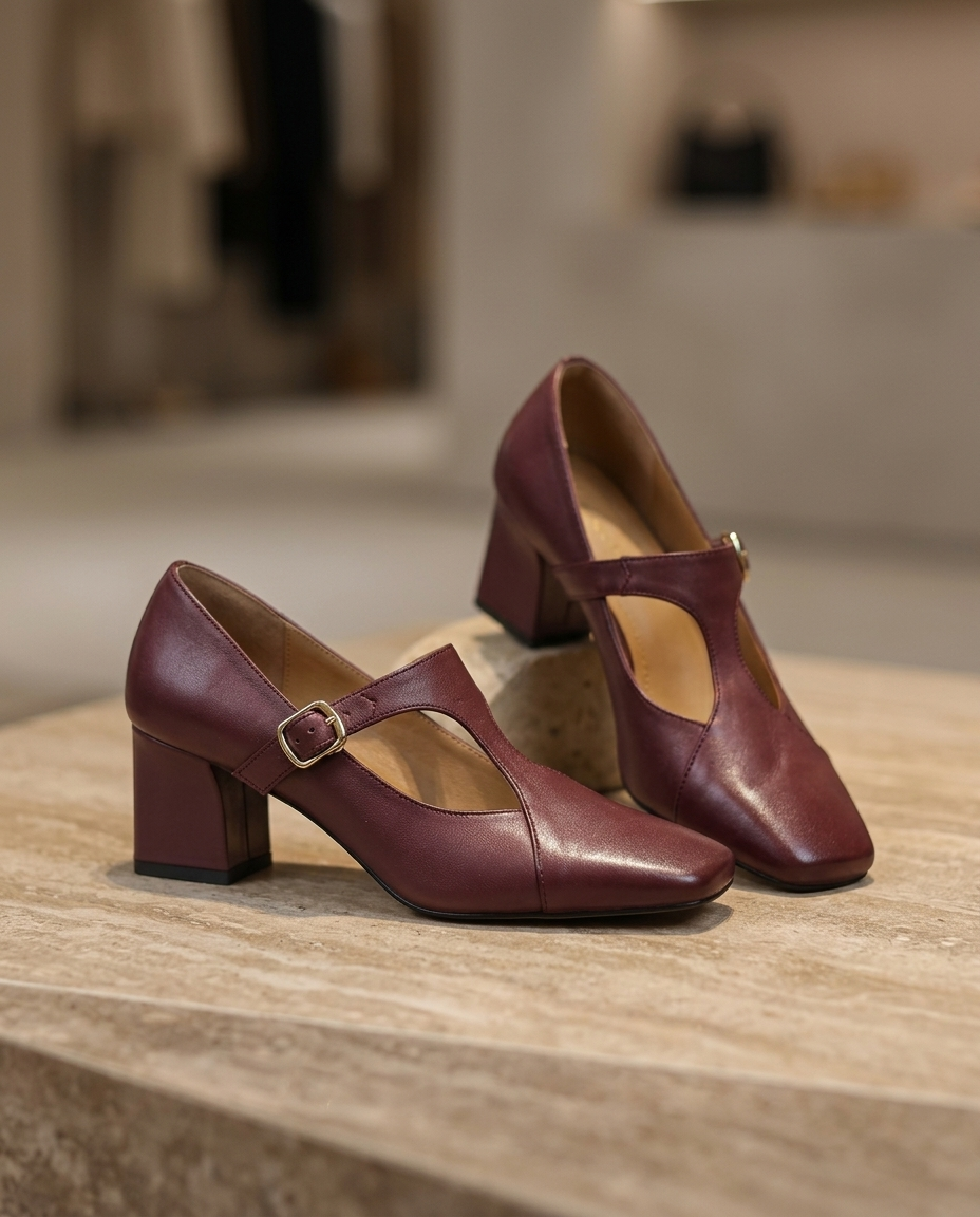 Veyla Square-Toe Genuine Leather Heels - product_gallery 2