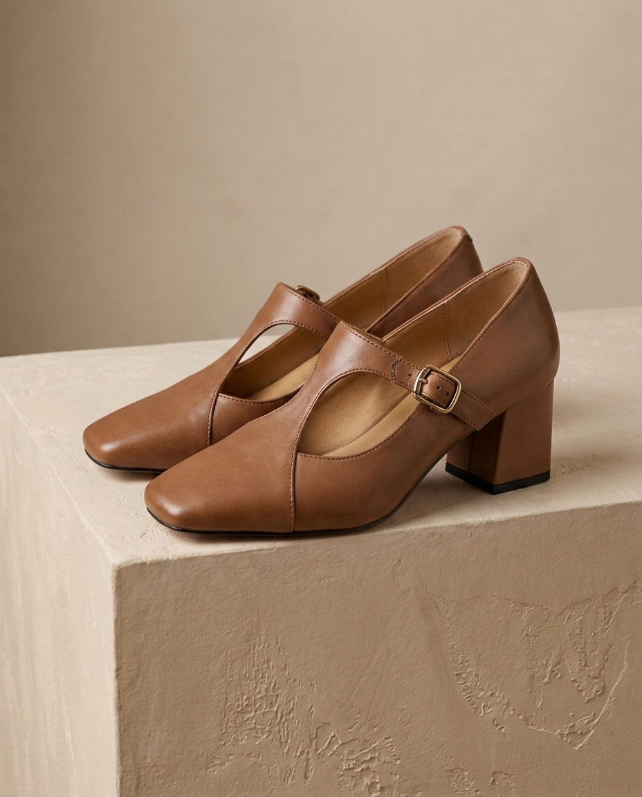 Veyla Square-Toe Genuine Leather Heels - product_gallery 3