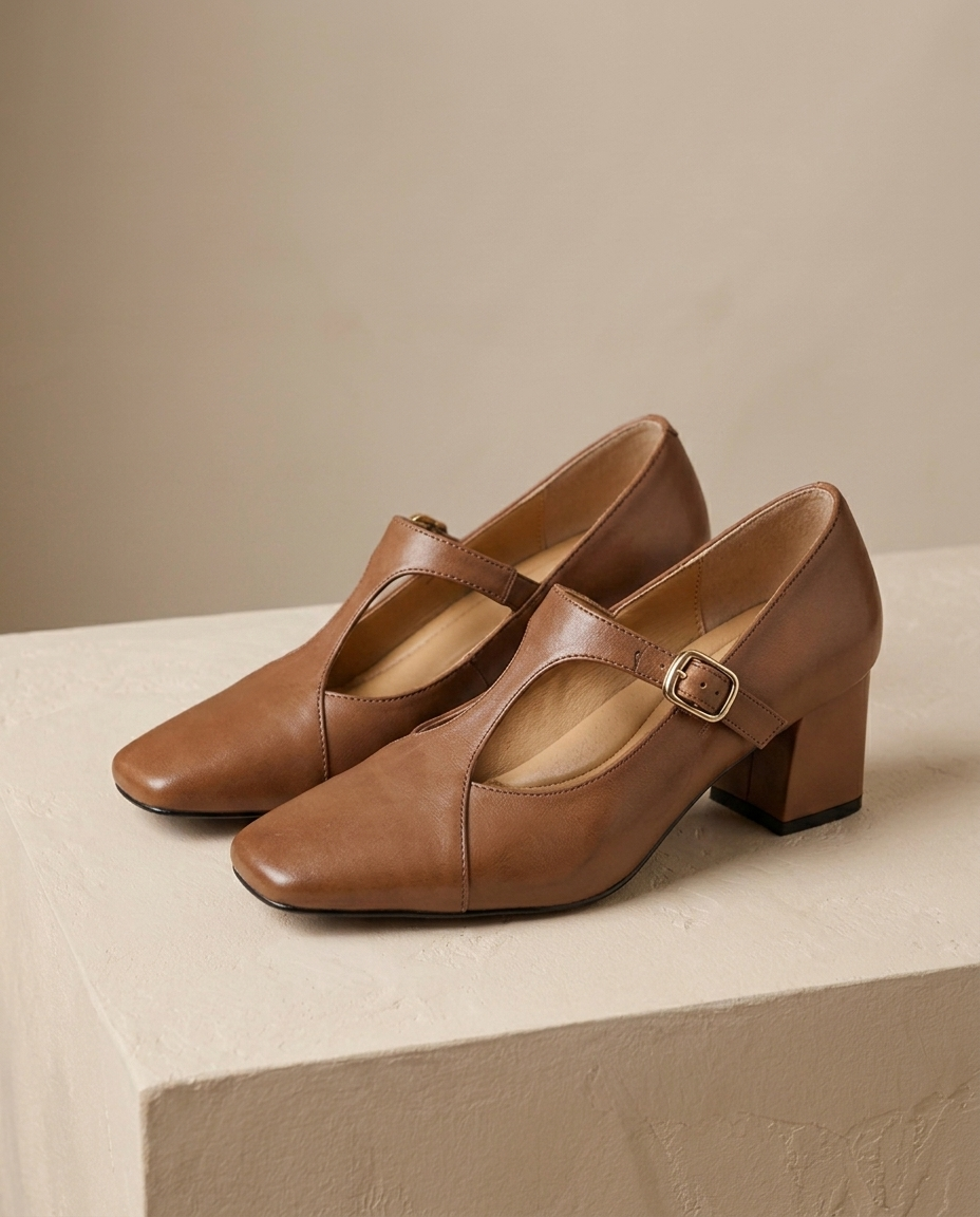 Veyla Square-Toe Genuine Leather Heels - product_gallery 6