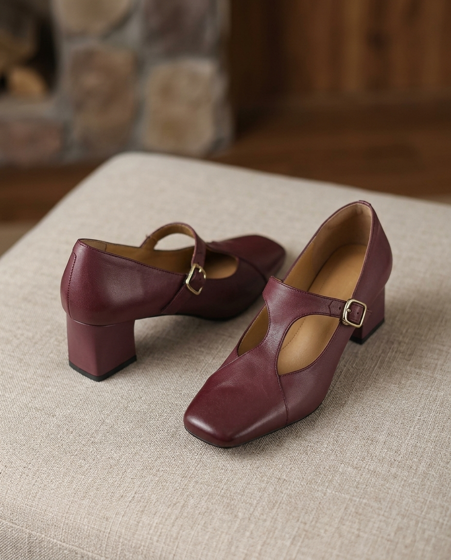 Veyla Square-Toe Genuine Leather Heels - product_gallery 8