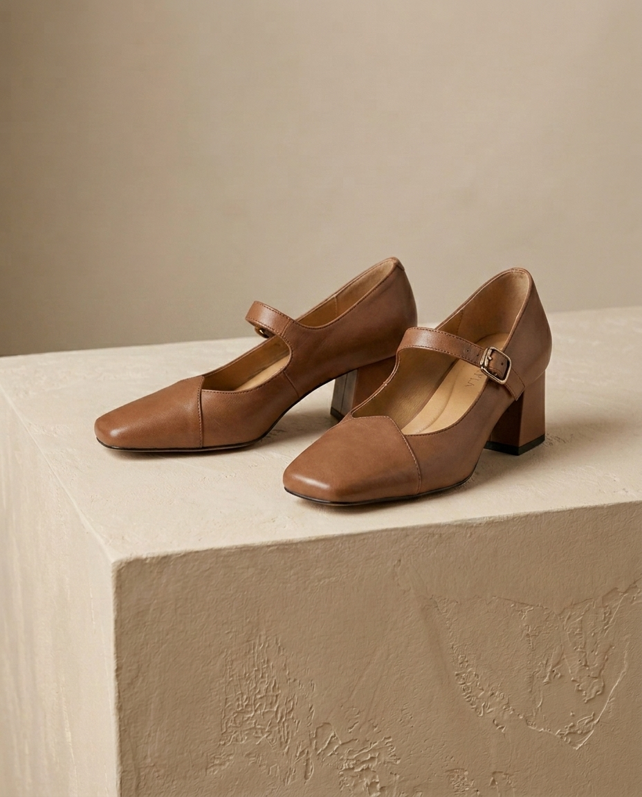 Veyla Square-Toe Genuine Leather Heels - product_gallery 9