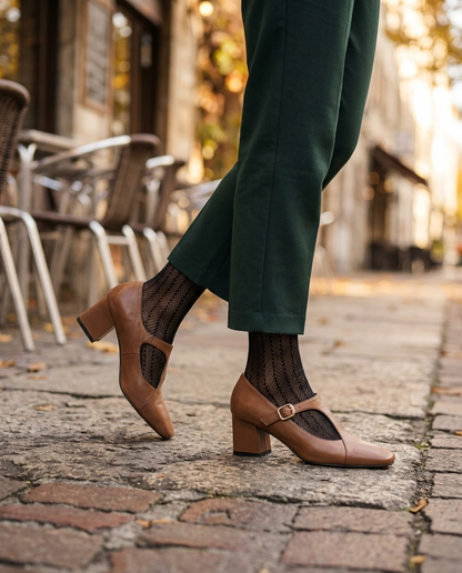 Veyla Square-Toe Genuine Leather Heels - lifestyle 15