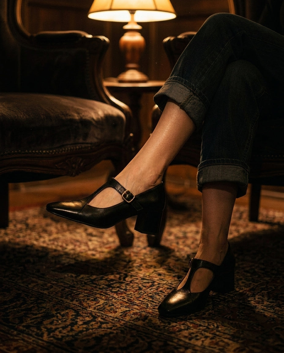 Veyla Square-Toe Genuine Leather Heels - product_gallery 5