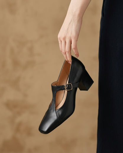 Veyla Square-Toe Genuine Leather Heels - lifestyle 9