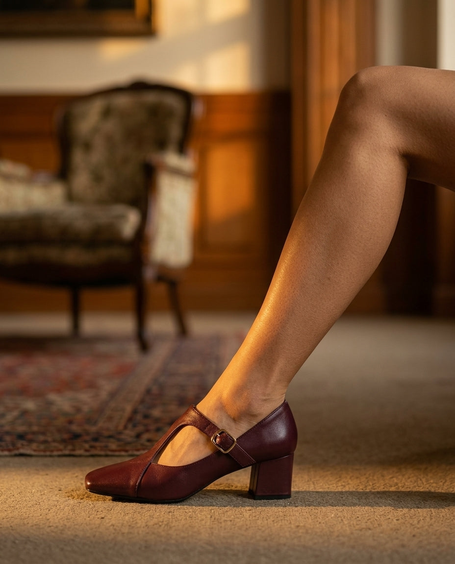 Veyla Square-Toe Genuine Leather Heels - product_gallery 4