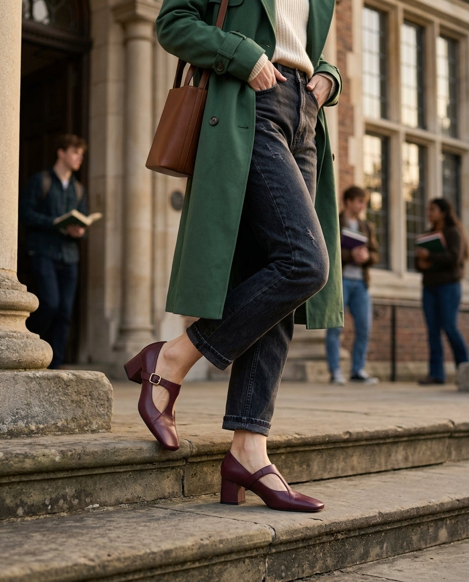 Veyla Square-Toe Genuine Leather Heels - lifestyle 10