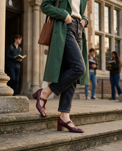 Veyla Square-Toe Genuine Leather Heels - lifestyle 10